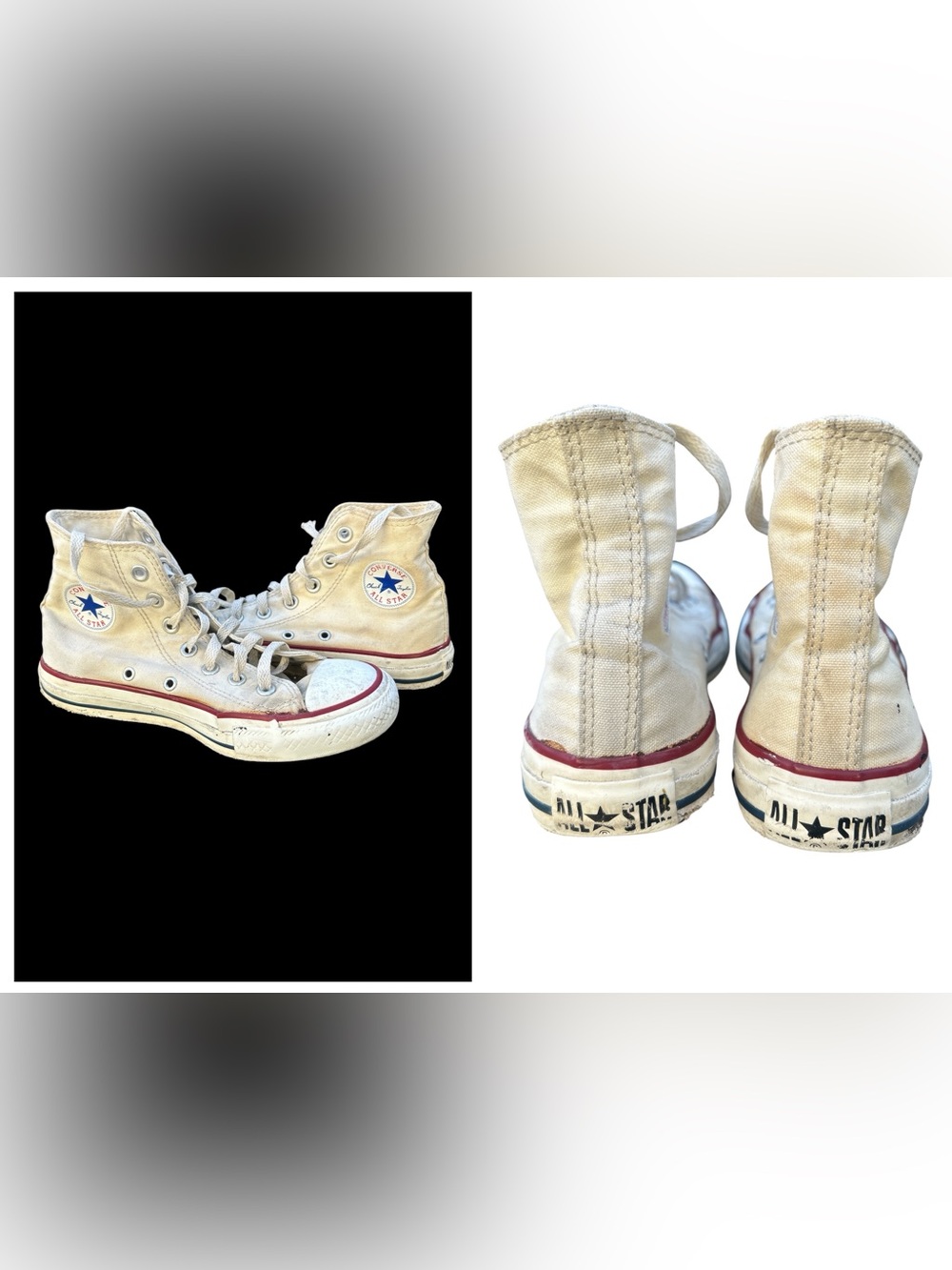 Very Well Worn Distressed Converse All Stars Tennis Shoes Women Hi-Tops White